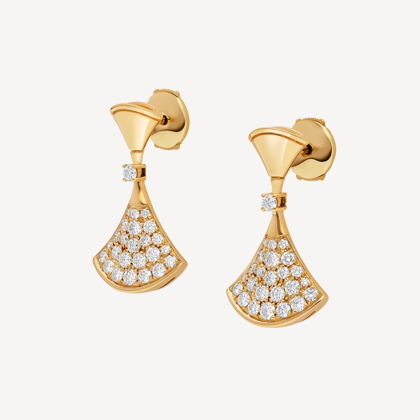 Divas' Dream Earring, 925 Silver, 18k Yellow Gold Plated, Cubic Zircon Paved
