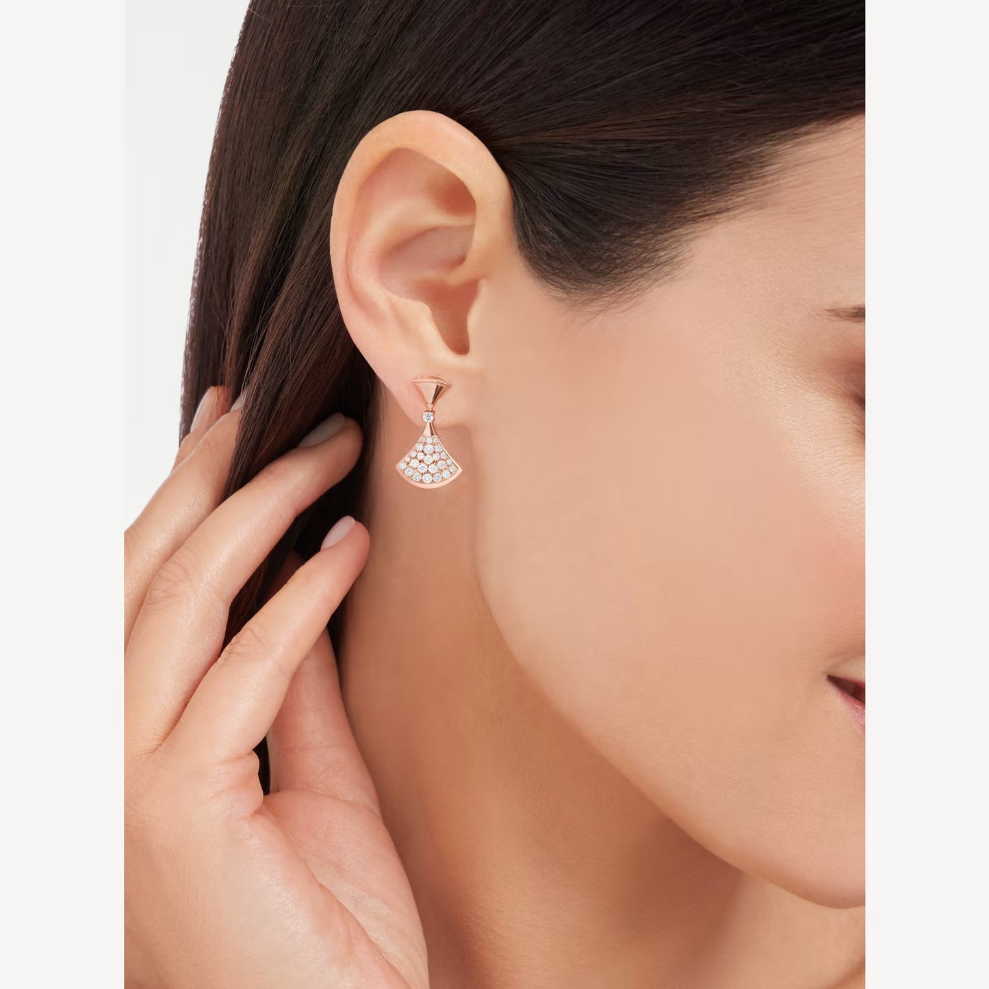 Divas' Dream Earrings - 925 Sterling Silver, 18K Rose Gold Plated with Paved Cubic Zirconia