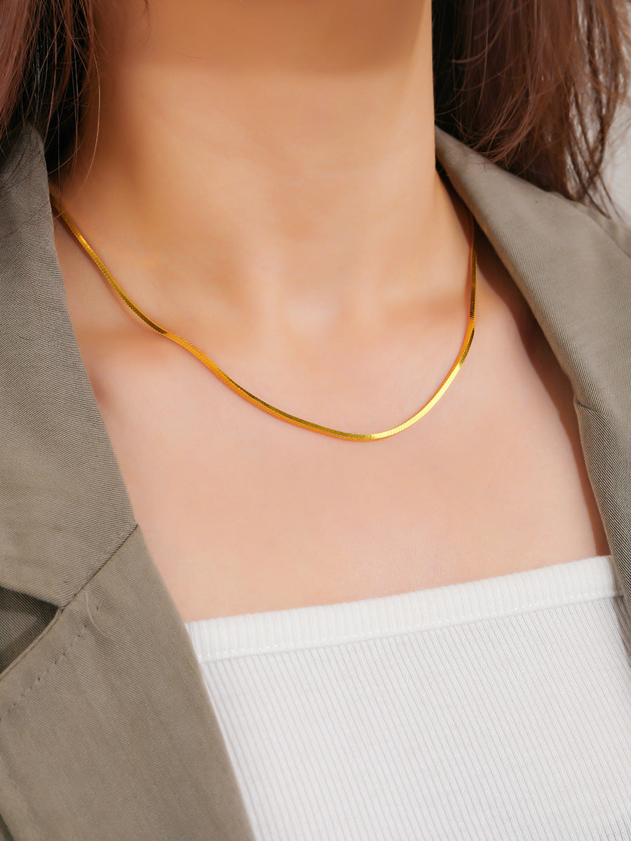 Mumtaz Jewellers Square Snake Chain Necklace, 925 Silver, 18k Gold Plated