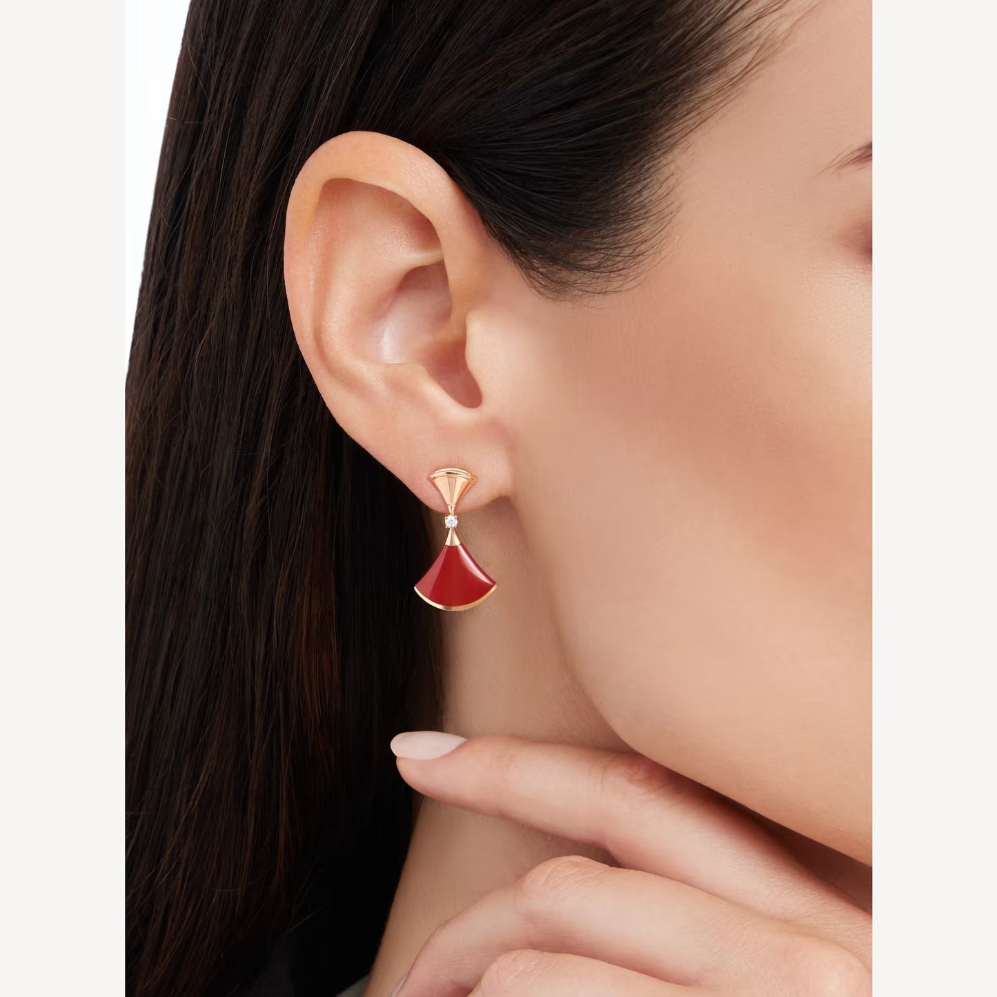 Divas' Dream Earrings - 925 Sterling Silver, 18K Rose Gold Plated with Red Agate & Cubic Zirconia