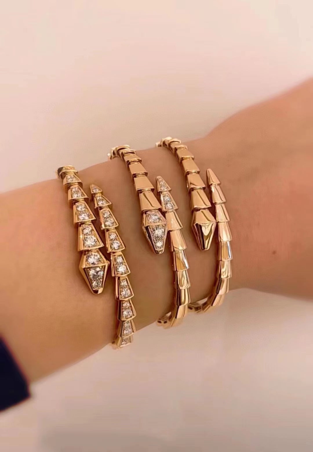 Serpenti Wrap Bracelet 18K Rose Gold Plating and Cubic Zirconia