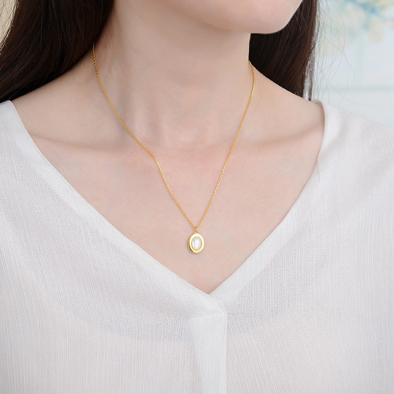 Mumtaz Jewellers Natural Moonstone Necklace, 925 Silver, 18k Gold Plated