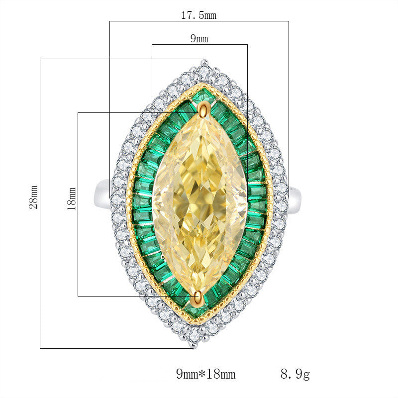 Tear Eye Diamond Ring, 925 Silver, Inlaid With Imitation Diamond