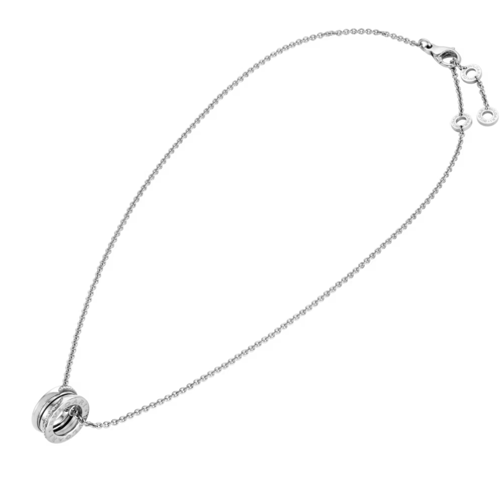 Mumtaz Jewellers B.zero1 necklace, 925 Silver, 18k Gold Plated, Pendant edge set with zircons