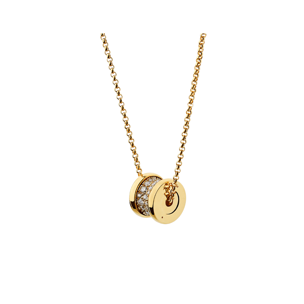 Mumtaz Jewellers B.zero1 necklace, 925 Silver, 18k Gold Plated, Spiral pavé zircon