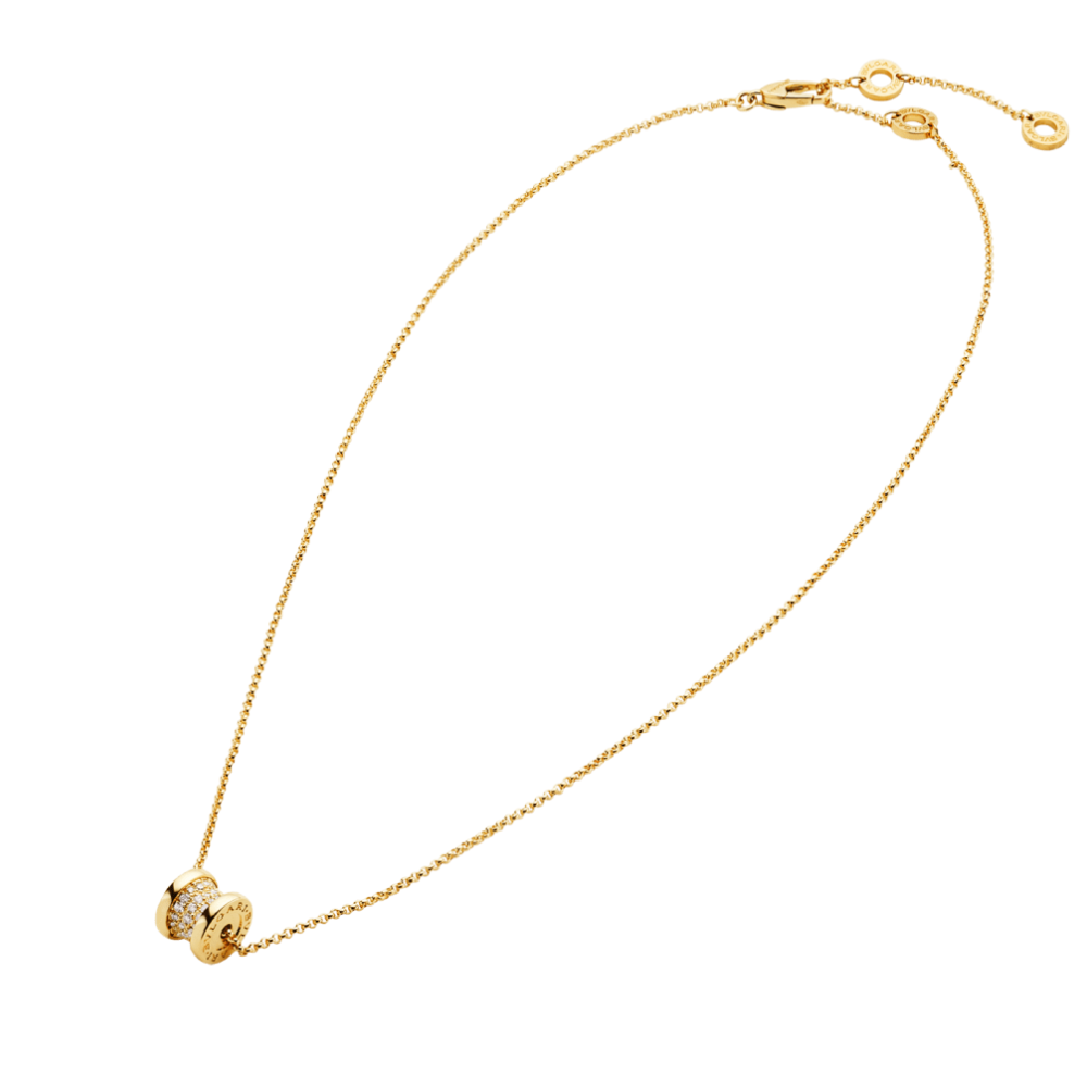 Mumtaz Jewellers B.zero1 necklace, 925 Silver, 18k Gold Plated, Spiral pavé zircon