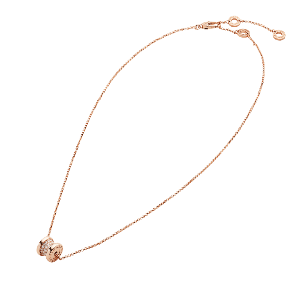 Mumtaz Jewellers B.zero1 necklace, 925 Silver, 18k Gold Plated, Spiral pavé zircon