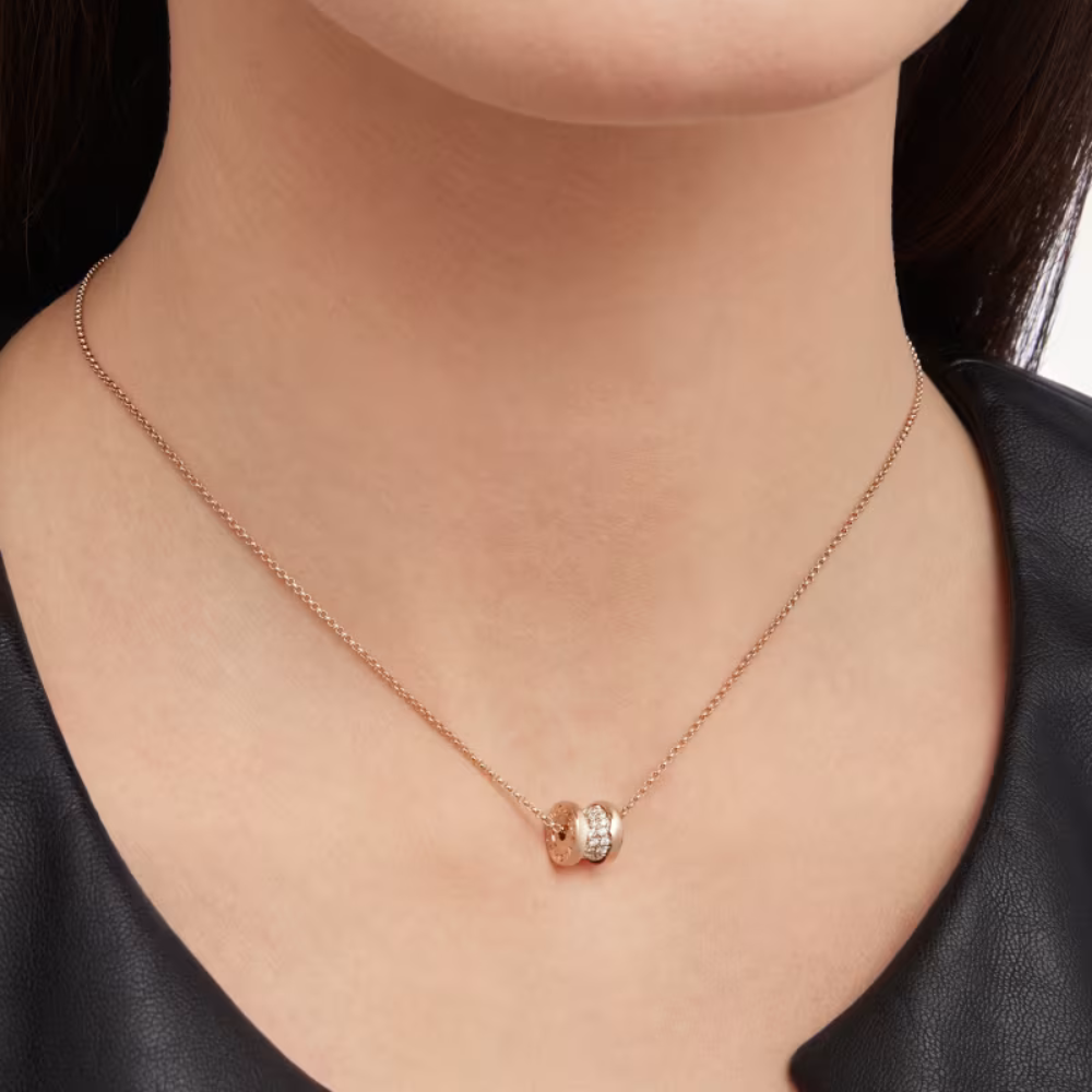 Mumtaz Jewellers B.zero1 necklace, 925 Silver, 18k Gold Plated, Spiral pavé zircon