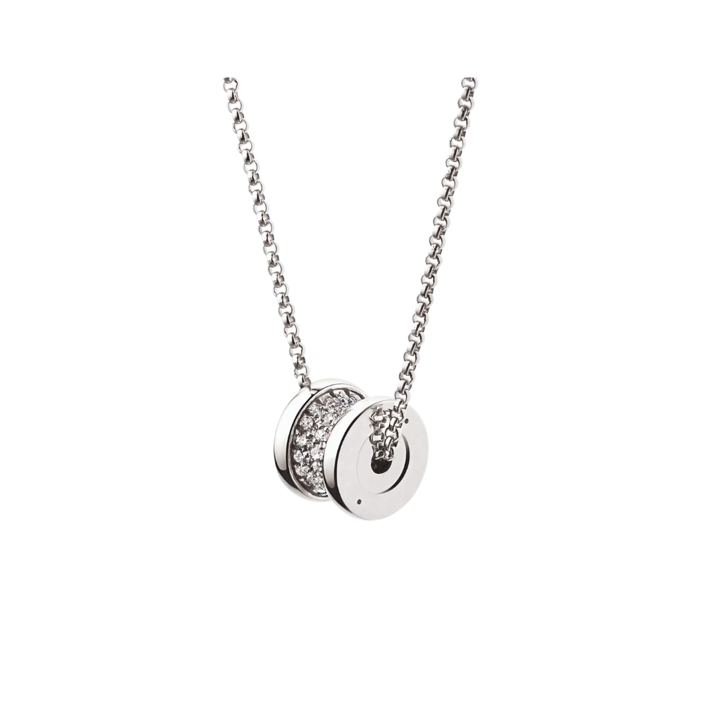 Mumtaz Jewellers B.zero1 necklace, 925 Silver, 18k Gold Plated, Spiral pavé zircon