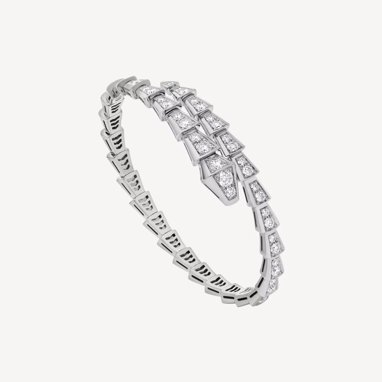 Serpenti Bracelet, 18k White Gold Plated, Cubic Zircon Paved