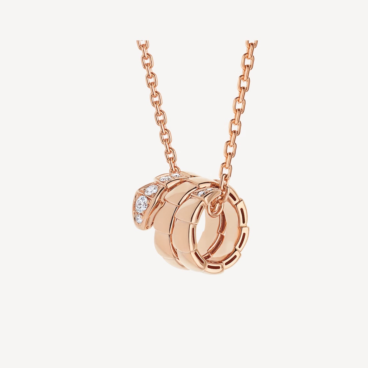 Serpenti Necklace, 925 Silver, 18k Rose Gold Plated, Inlaid Cubic Zircon
