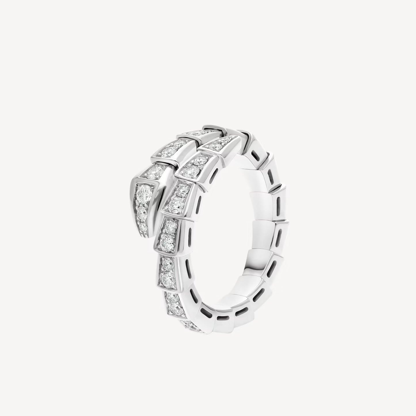 Serpenti Ring, 18k White Gold Plated, Cubic Zircon Paved