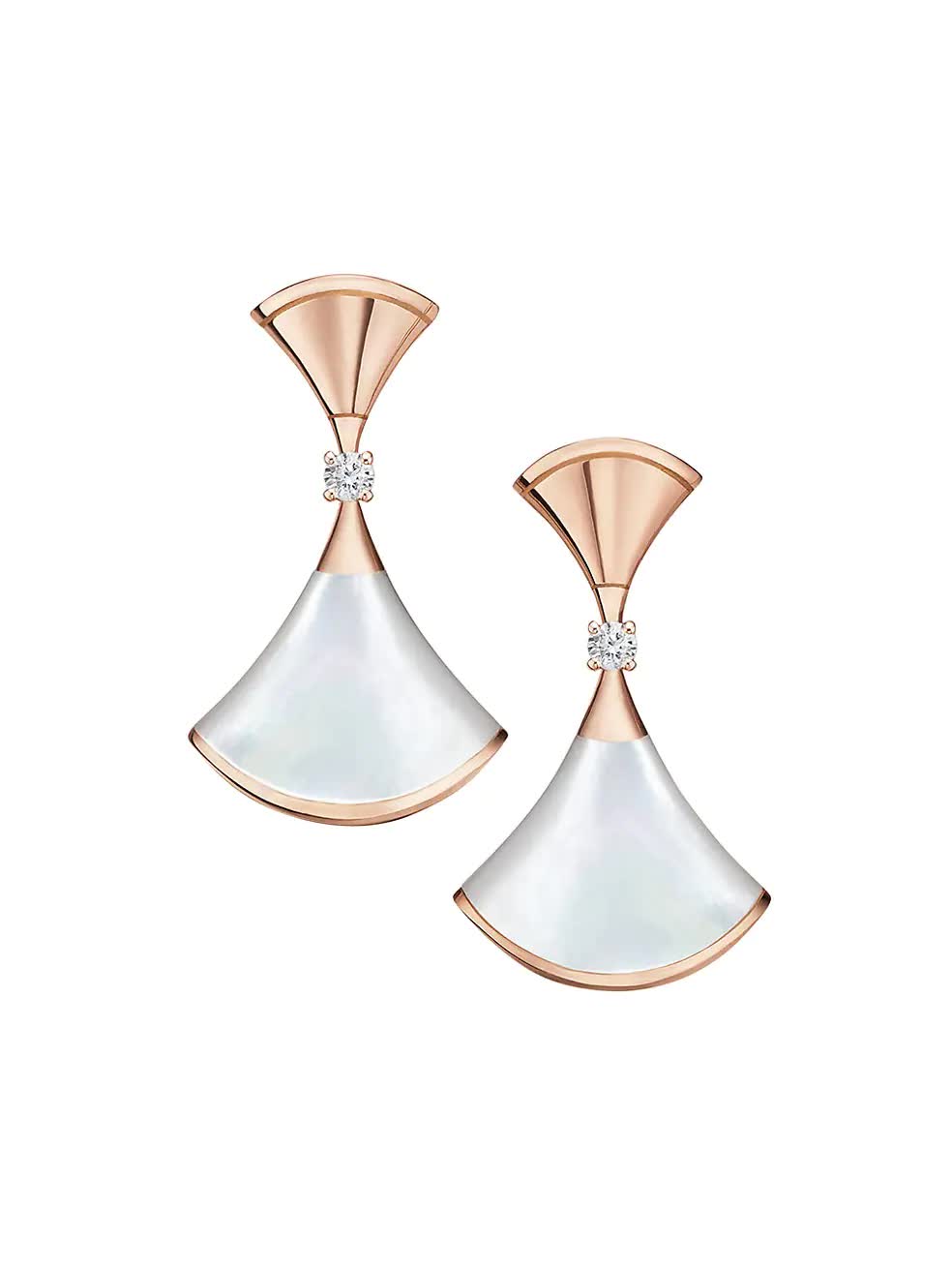 Divas' Dream Earrings - 925 Sterling Silver, 18K Rose Gold Plated with Mother of Pearl & Cubic Zirconia