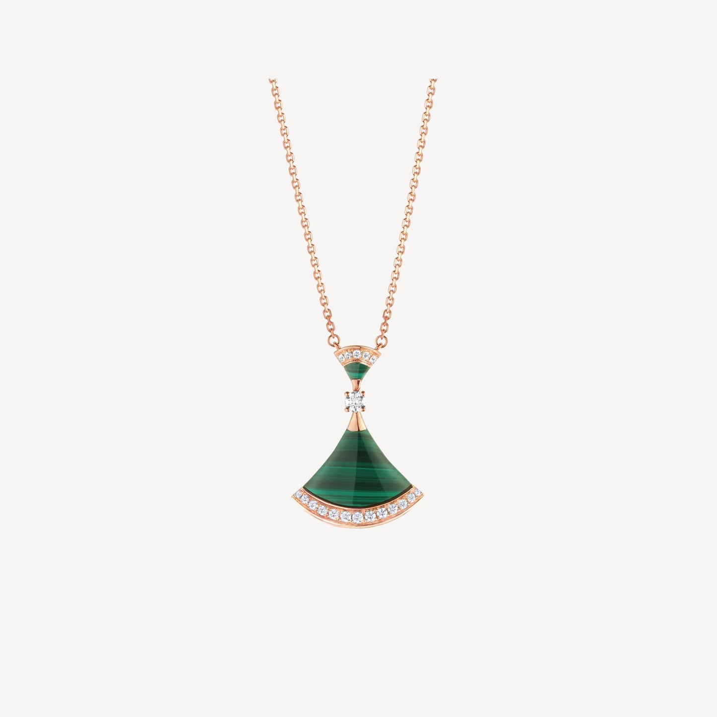 Divas' Dream Necklace - 925 Sterling Silver, 18K Rose Gold Plated with Green Agate & Cubic Zirconia