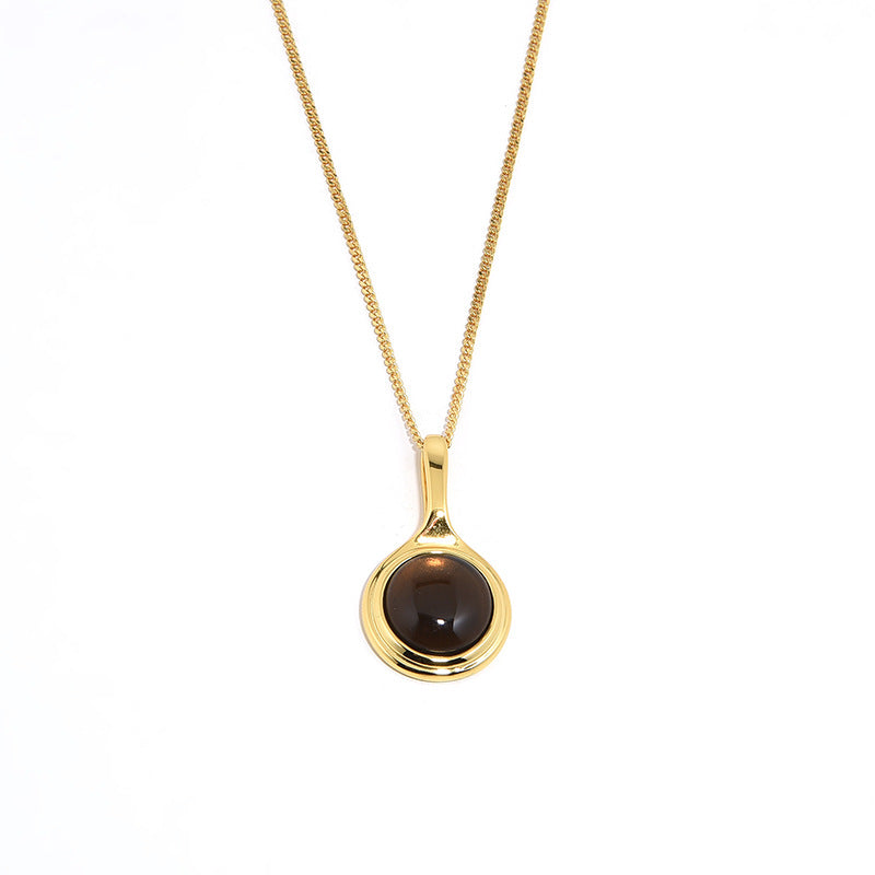 Mumtaz Jewellers Natural Tea Crystal Long Necklace, 925 Silver, 18k Gold Plated