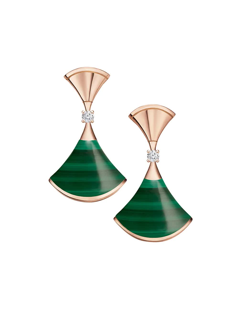 Divas' Dream Earrings - 925 Sterling Silver, 18K Rose Gold Plated with Green Agate & Cubic Zirconia