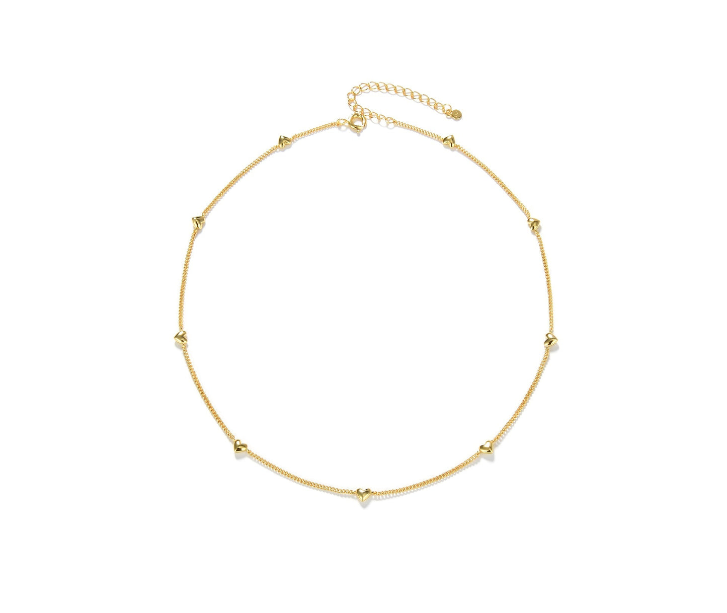 Mumtaz Jewellers Heart Necklace Necklace, 925 Silver, 18k Gold Plated, 9 Motifs