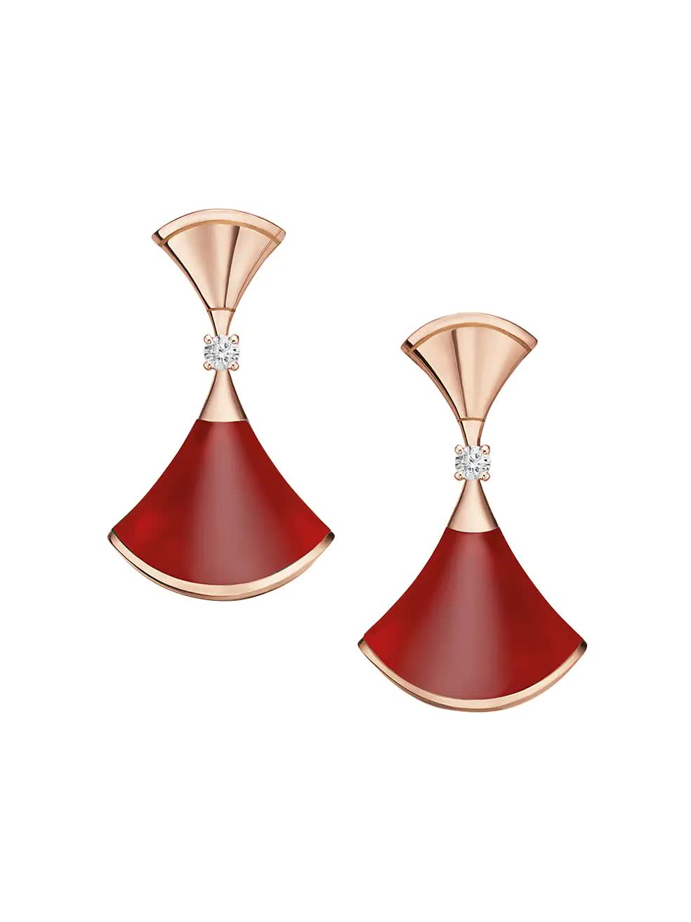 Divas' Dream Earrings - 925 Sterling Silver, 18K Rose Gold Plated with Red Agate & Cubic Zirconia