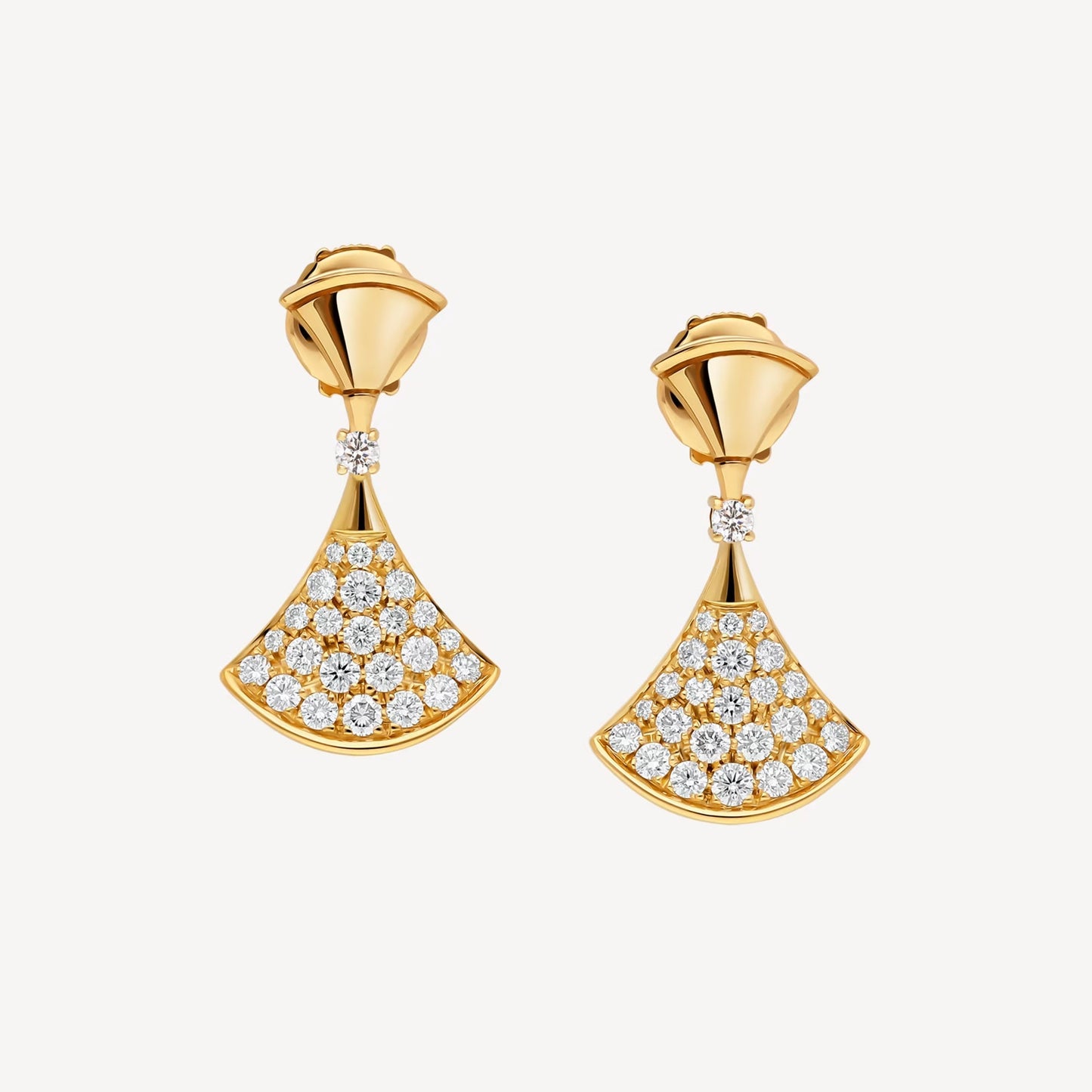 Divas' Dream Earring, 925 Silver, 18k Yellow Gold Plated, Cubic Zircon Paved