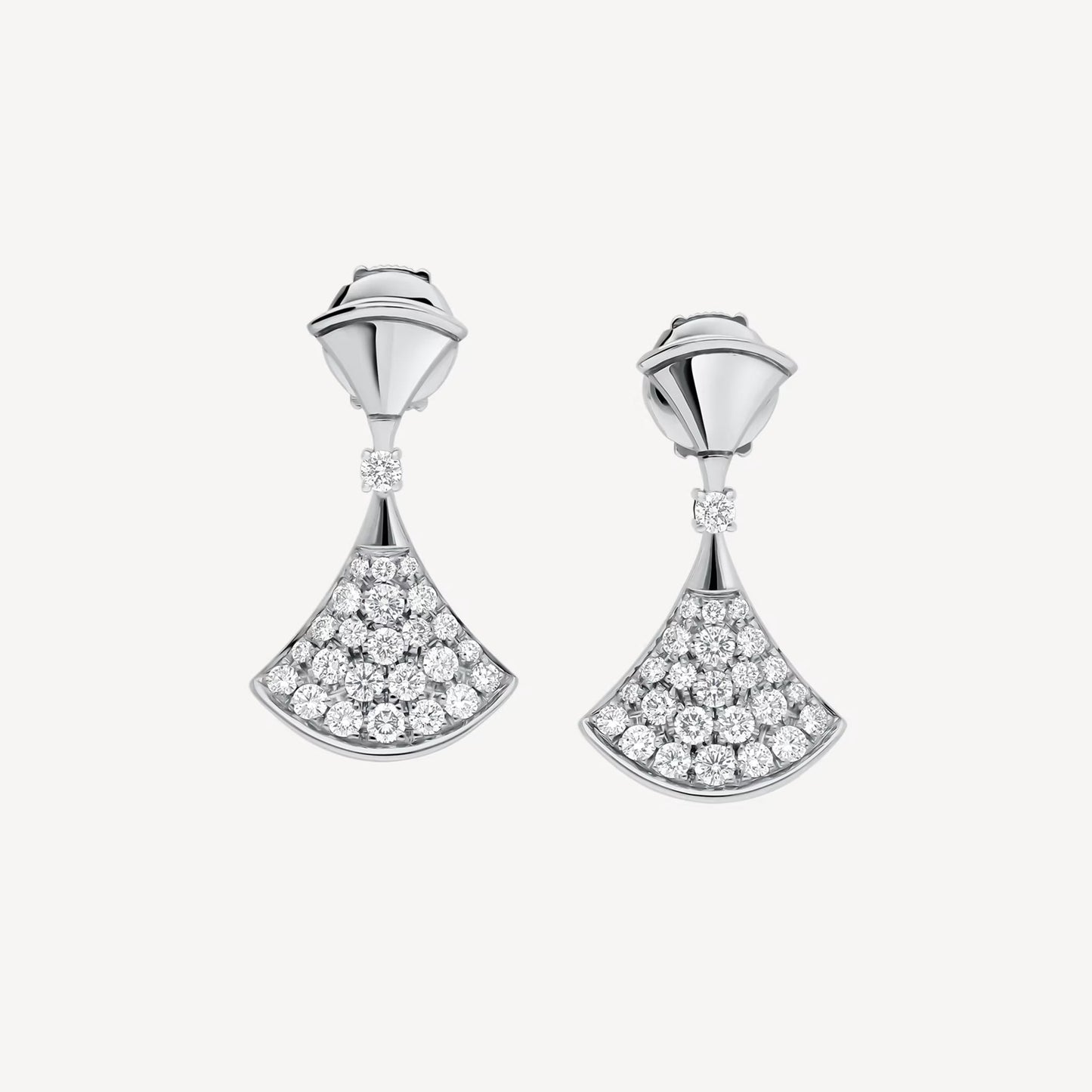 Divas' Dream Earrings - 925 Sterling Silver, 18K White Gold Plated with Paved Cubic Zirconia