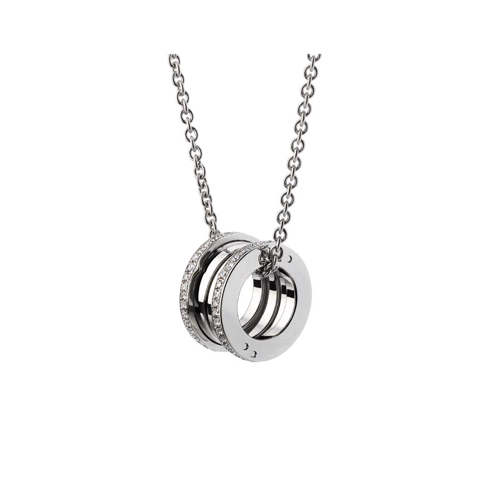 Mumtaz Jewellers B.zero1 necklace, 925 Silver, 18k Gold Plated, Pendant edge set with zircons