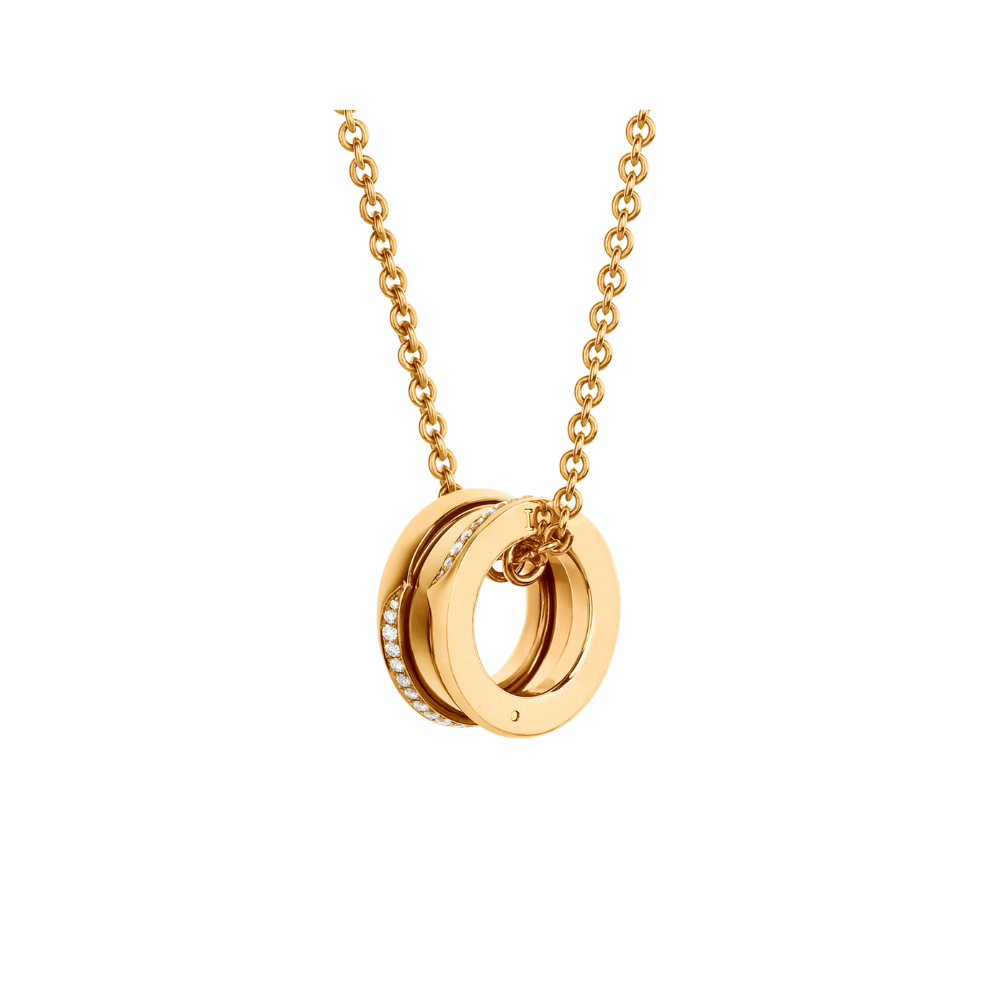 Mumtaz Jewellers B.zero1 necklace, 925 Silver, 18k Gold Plated, Pendant edge set with zircons