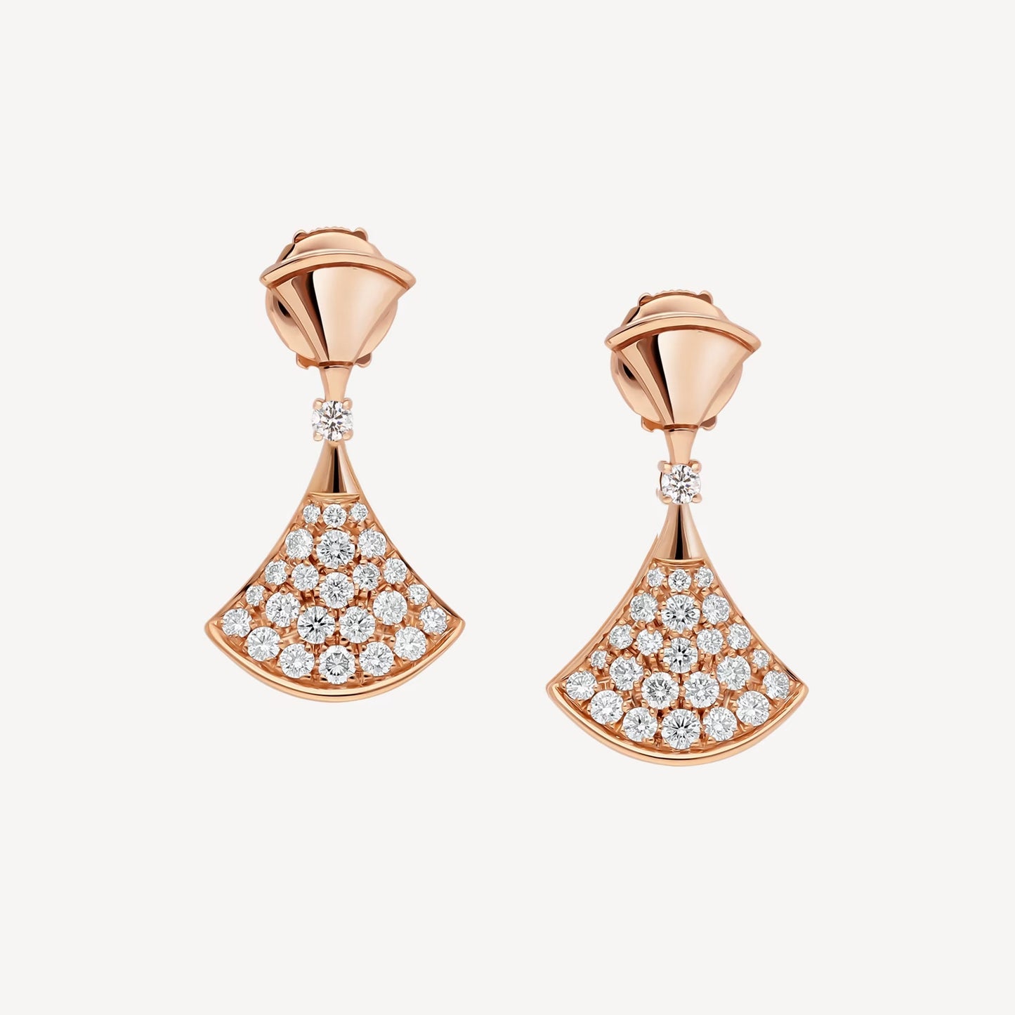 Divas' Dream Earrings - 925 Sterling Silver, 18K Rose Gold Plated with Paved Cubic Zirconia