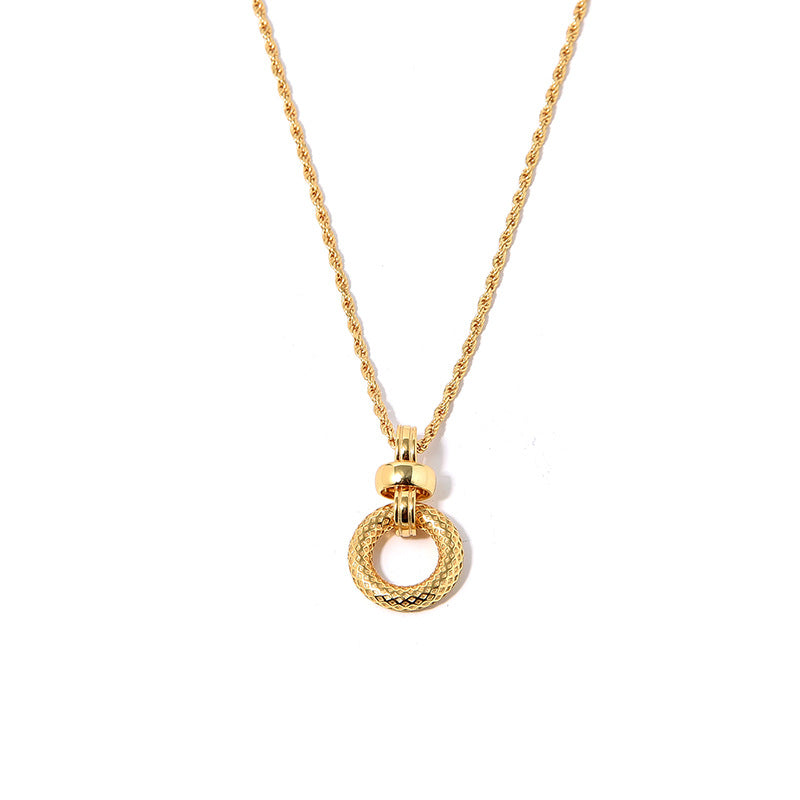 Mumtaz Jewellers Circular Pendant Necklace, 925 Silver, 18k Gold Plated