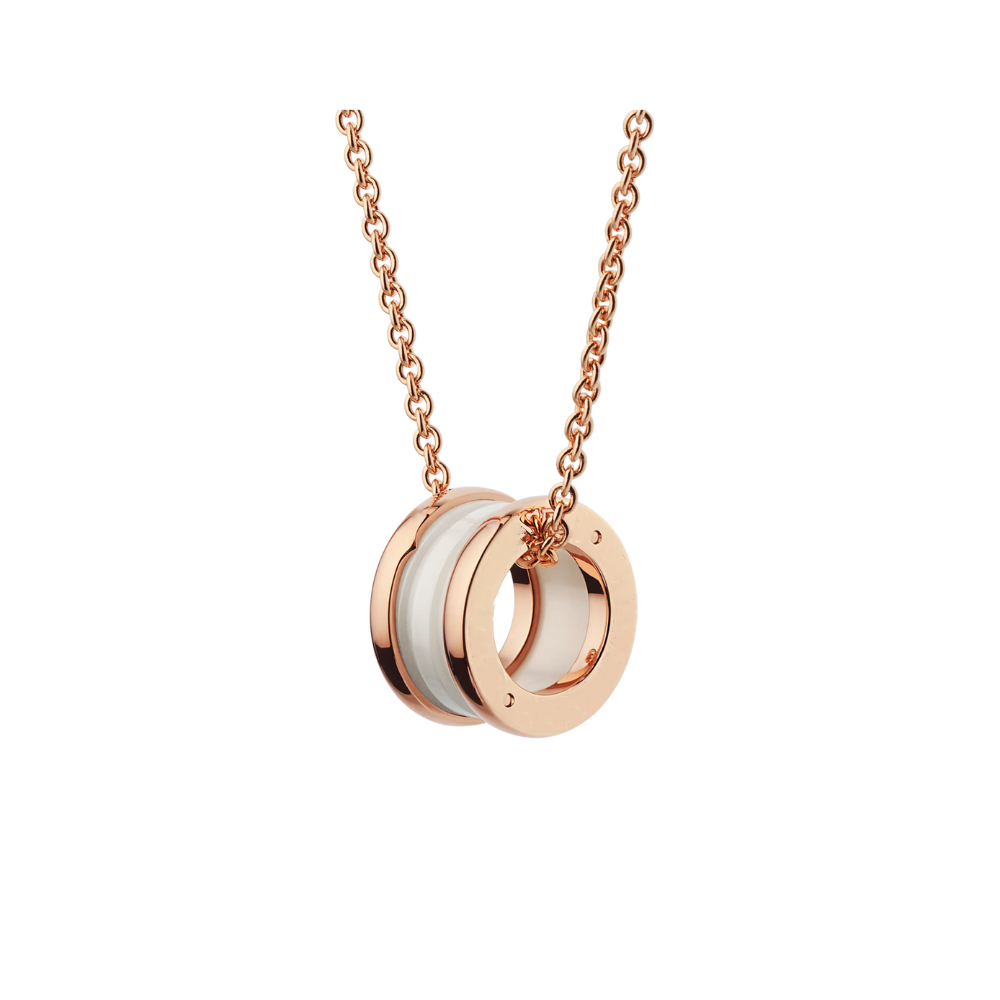 Mumtaz Jewellers B.zero1 necklace, 925 Silver, 18k Gold Plated, white ceramic pendant