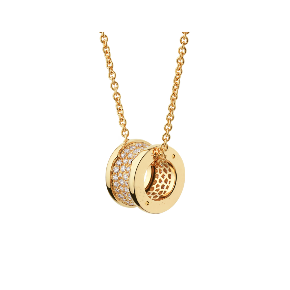 Mumtaz Jewellers B.zero1 necklace, 925 Silver, 18k Gold Plated, Spiral pavé zircon