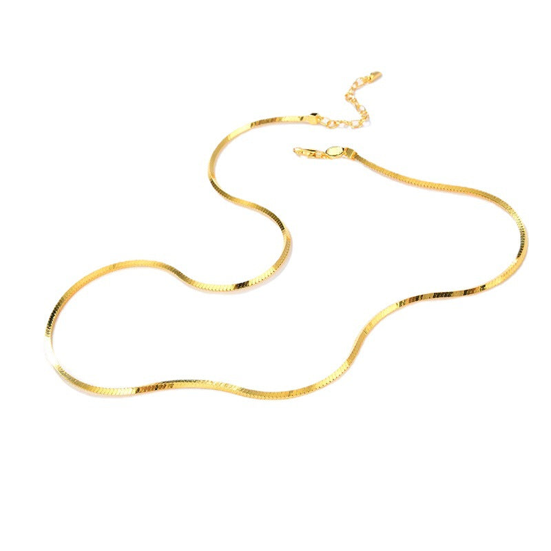 Mumtaz Jewellers Square Snake Chain Necklace, 925 Silver, 18k Gold Plated