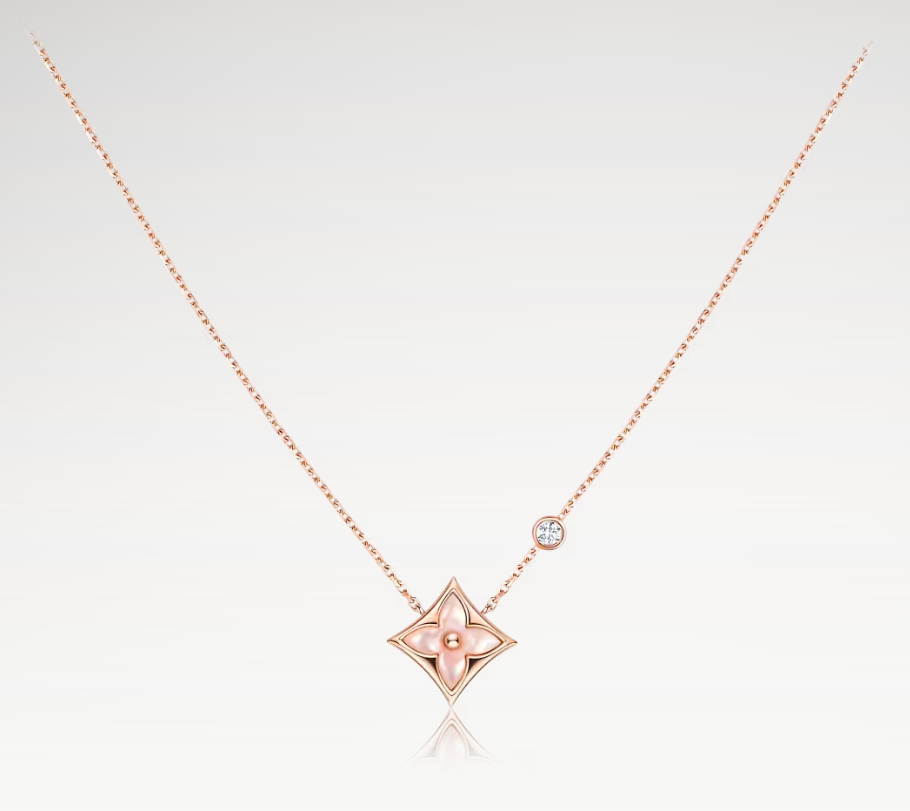 Color Blossom Necklace, 18k Gold Plated, Pink Mother-Of-Pearl, And Zirconia Diamond