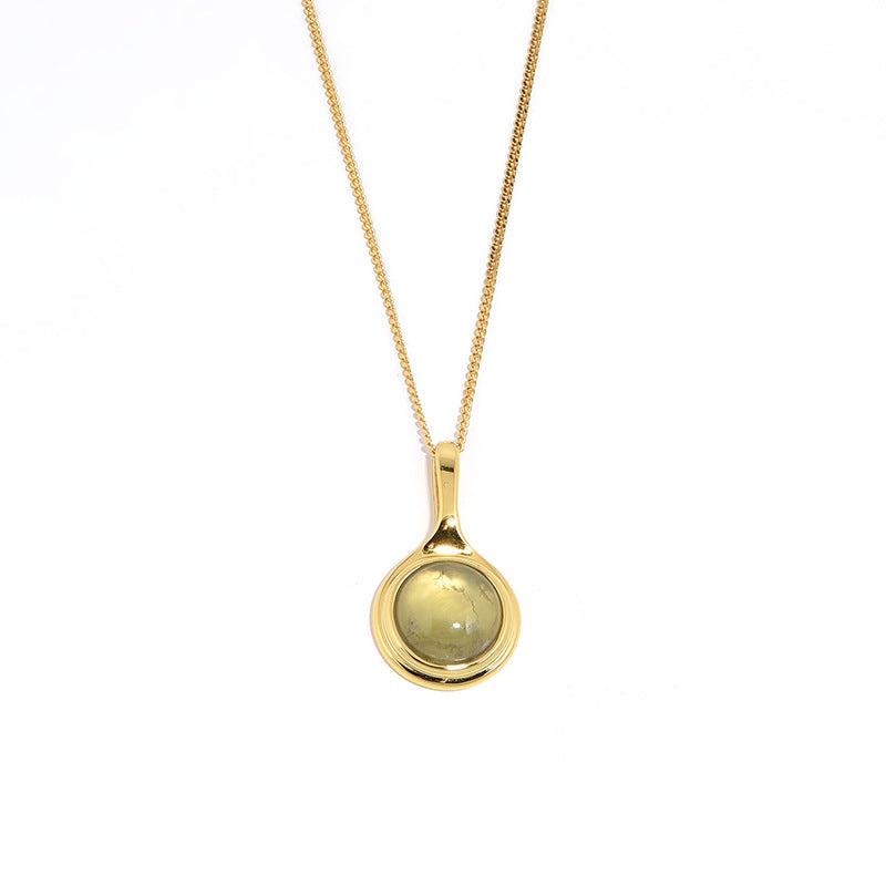Mumtaz Jewellers Natural Grape Stone Long Necklace, 925 Silver, 18k Gold Plated
