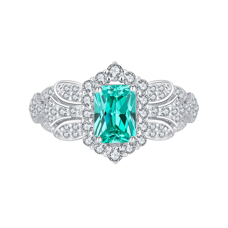 Mumtaz Jewellers Square Stone Ring,925 Silver, Inlaid With Imitation Tourmaline