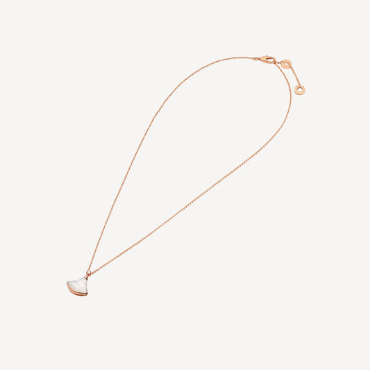 Gold Mother of Pearl Fan Pendant Necklace