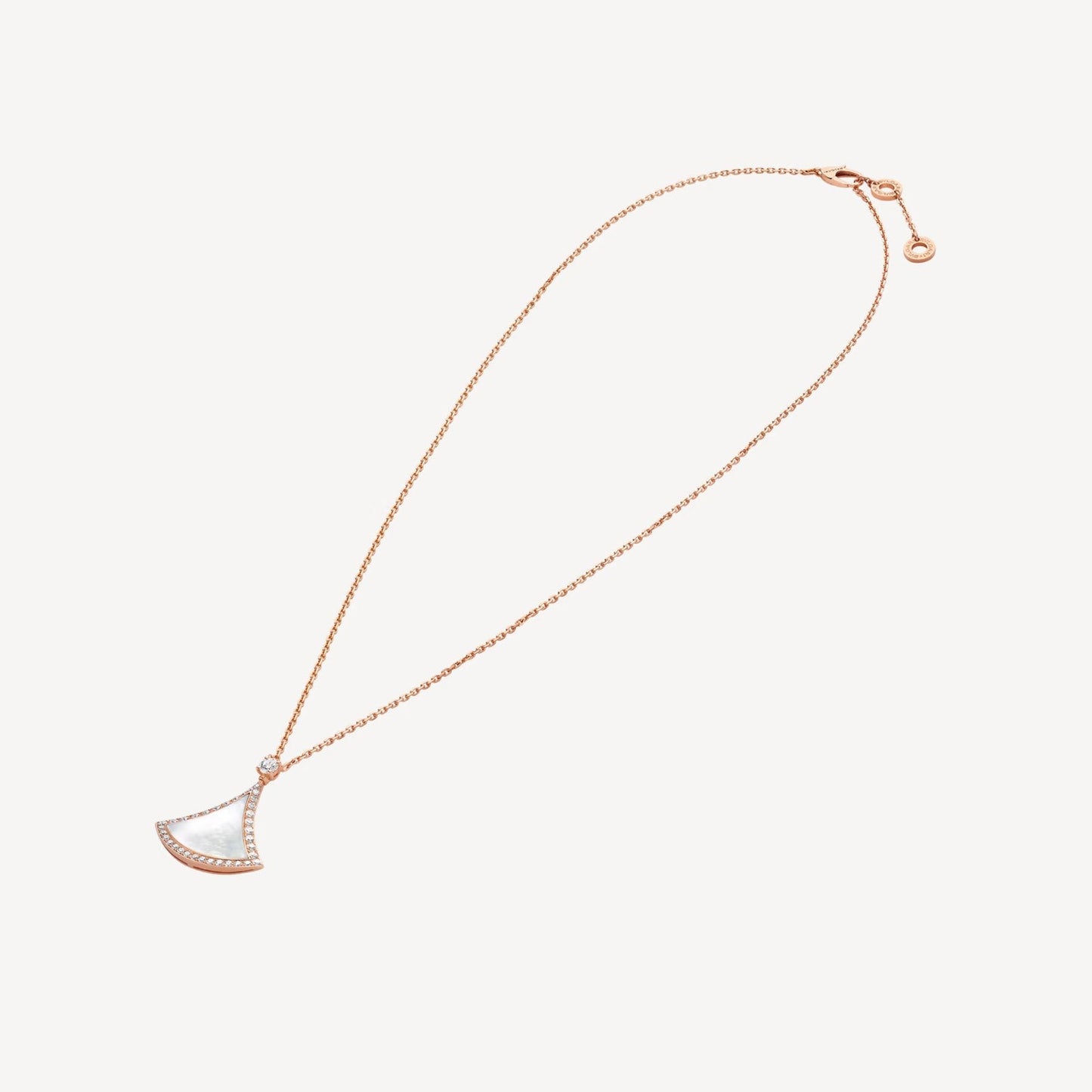 Rose Gold Mother of Pearl Fan Pendant Necklace