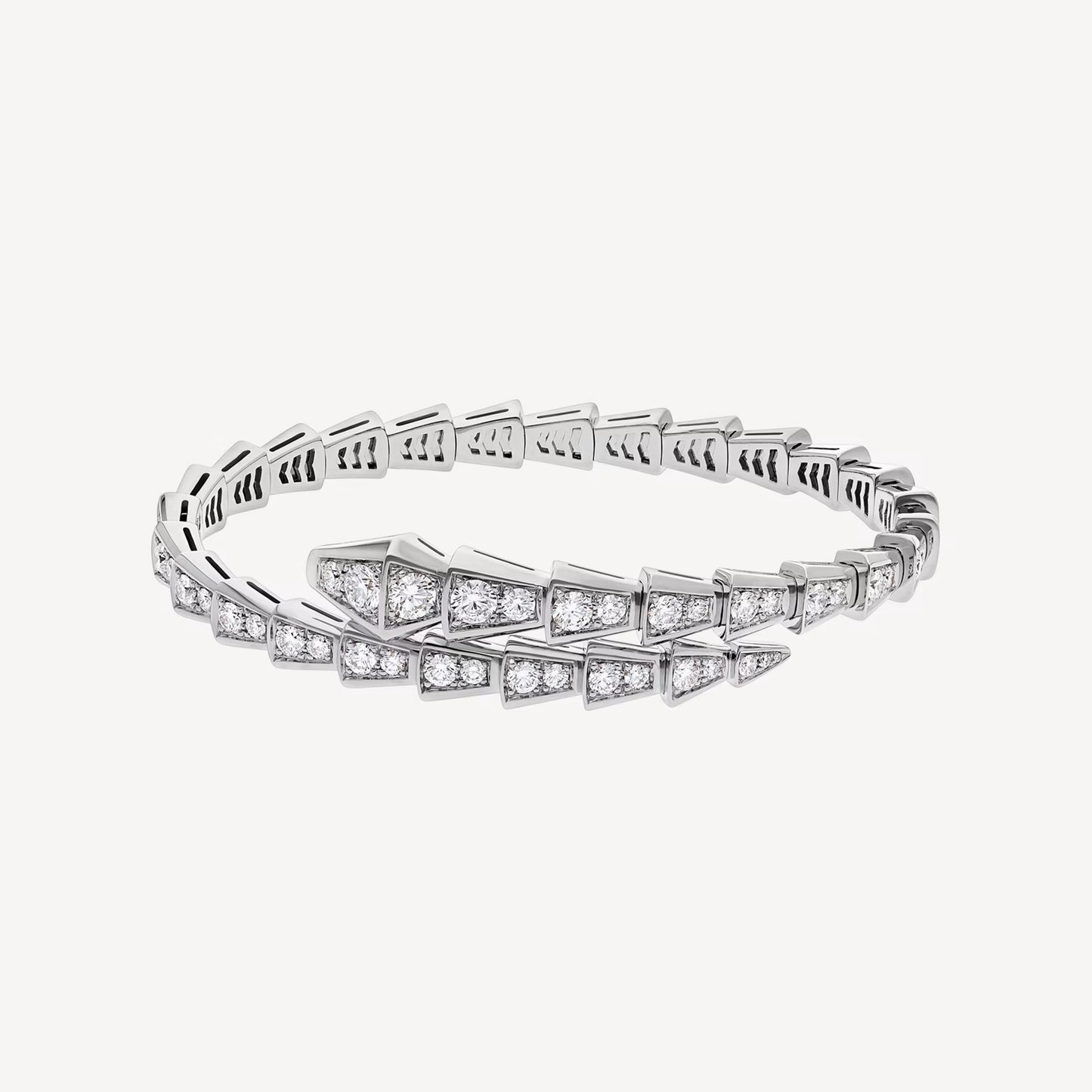 Serpenti Bracelet, 18k White Gold Plated, Cubic Zircon Paved