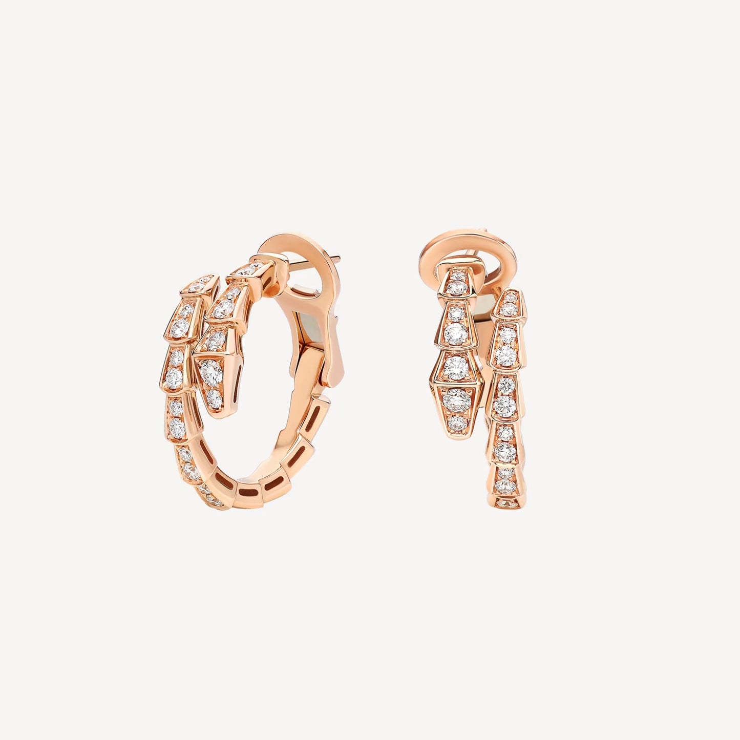 Serpenti Earring,925 Silver,18k Rose Gold Plated,Cubic Zircon Paved