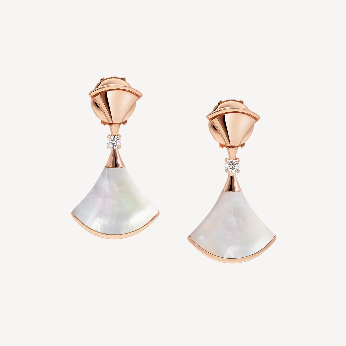 Divas' Dream Earrings - 925 Sterling Silver, 18K Rose Gold Plated with Mother of Pearl & Cubic Zirconia
