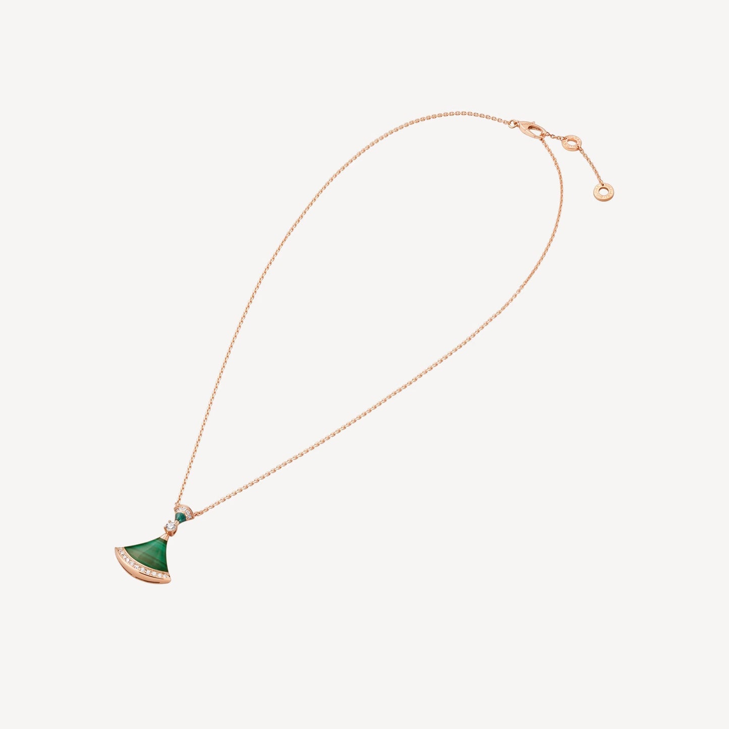 Divas' Dream Necklace - 925 Sterling Silver, 18K Rose Gold Plated with Green Agate & Cubic Zirconia