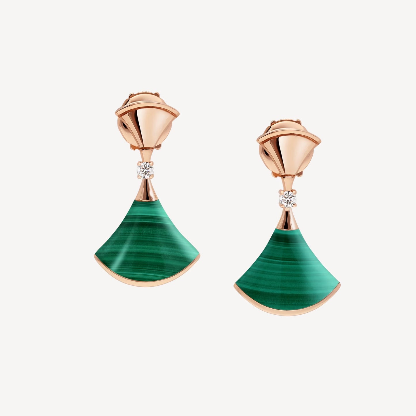 Divas' Dream Earrings - 925 Sterling Silver, 18K Rose Gold Plated with Green Agate & Cubic Zirconia
