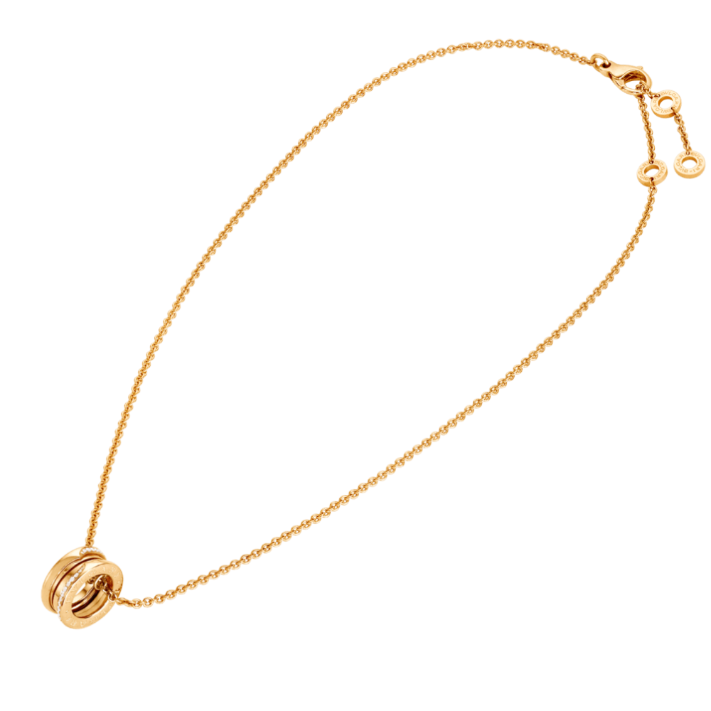 Mumtaz Jewellers B.zero1 necklace, 925 Silver, 18k Gold Plated, Pendant edge set with zircons