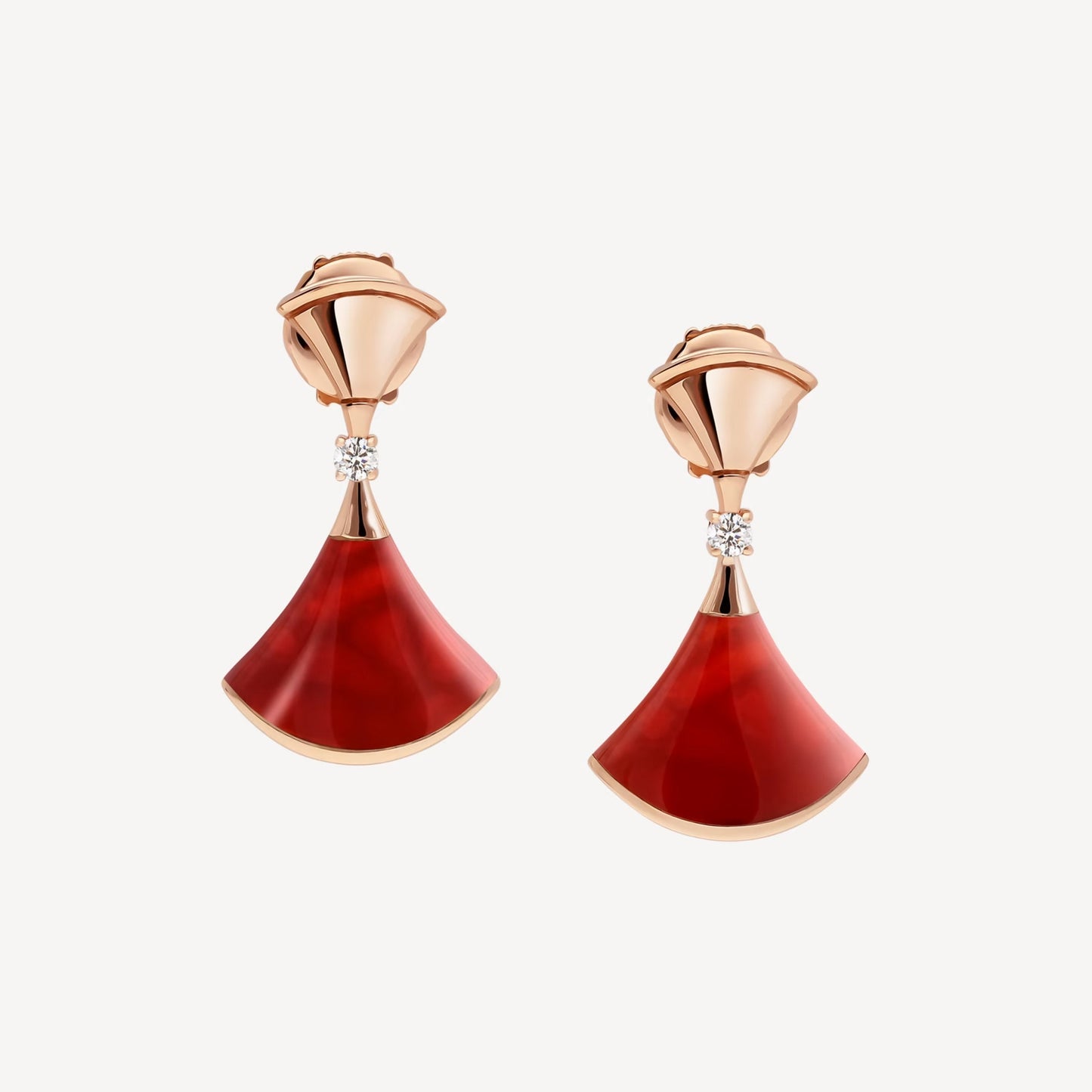 Divas' Dream Earrings - 925 Sterling Silver, 18K Rose Gold Plated with Red Agate & Cubic Zirconia