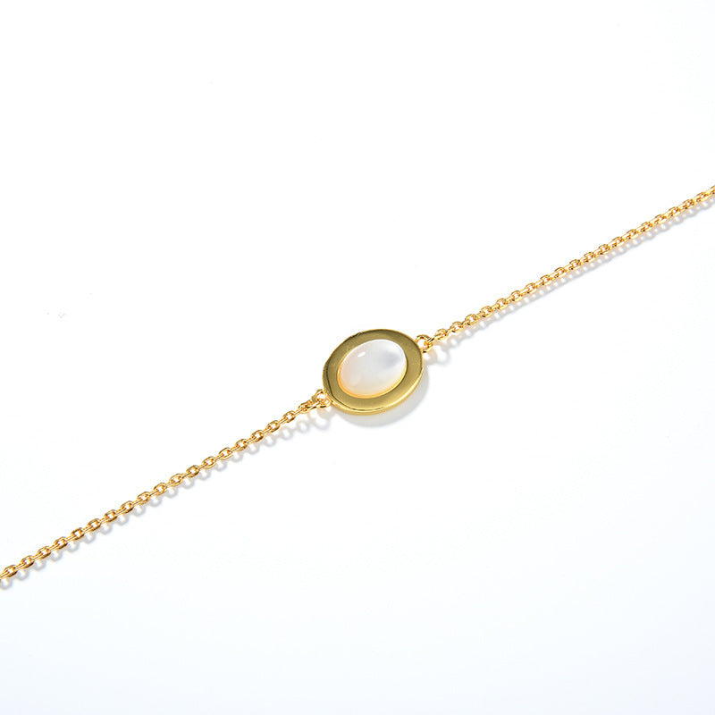 Mumtaz Jewellers Natural Moonstone Bracelet,925 Silver,18k Yellow Gold Plated