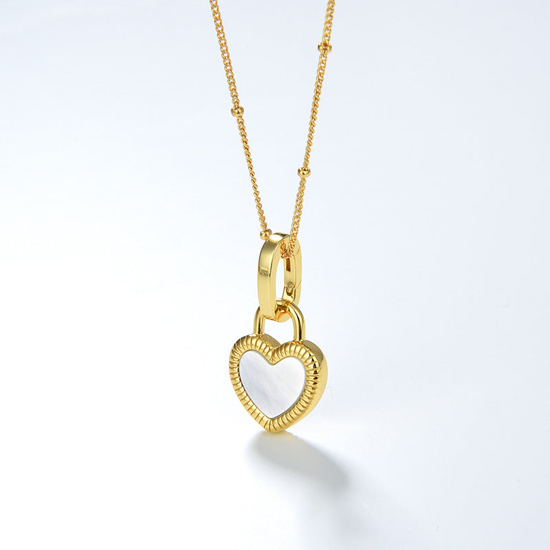 Heart Reversible Pendant Necklace, 925 Silver, 18k Gold Plated Black Onyx And White Mother-Of-Pearl