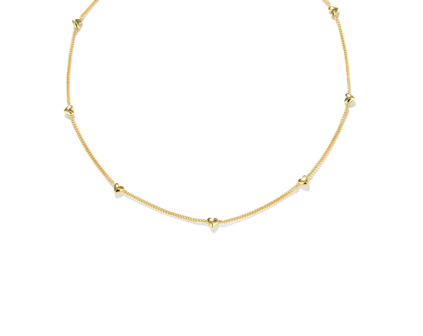 Mumtaz Jewellers Heart Necklace Necklace, 925 Silver, 18k Gold Plated, 9 Motifs