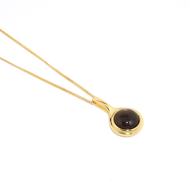 Mumtaz Jewellers Natural Tea Crystal Long Necklace, 925 Silver, 18k Gold Plated