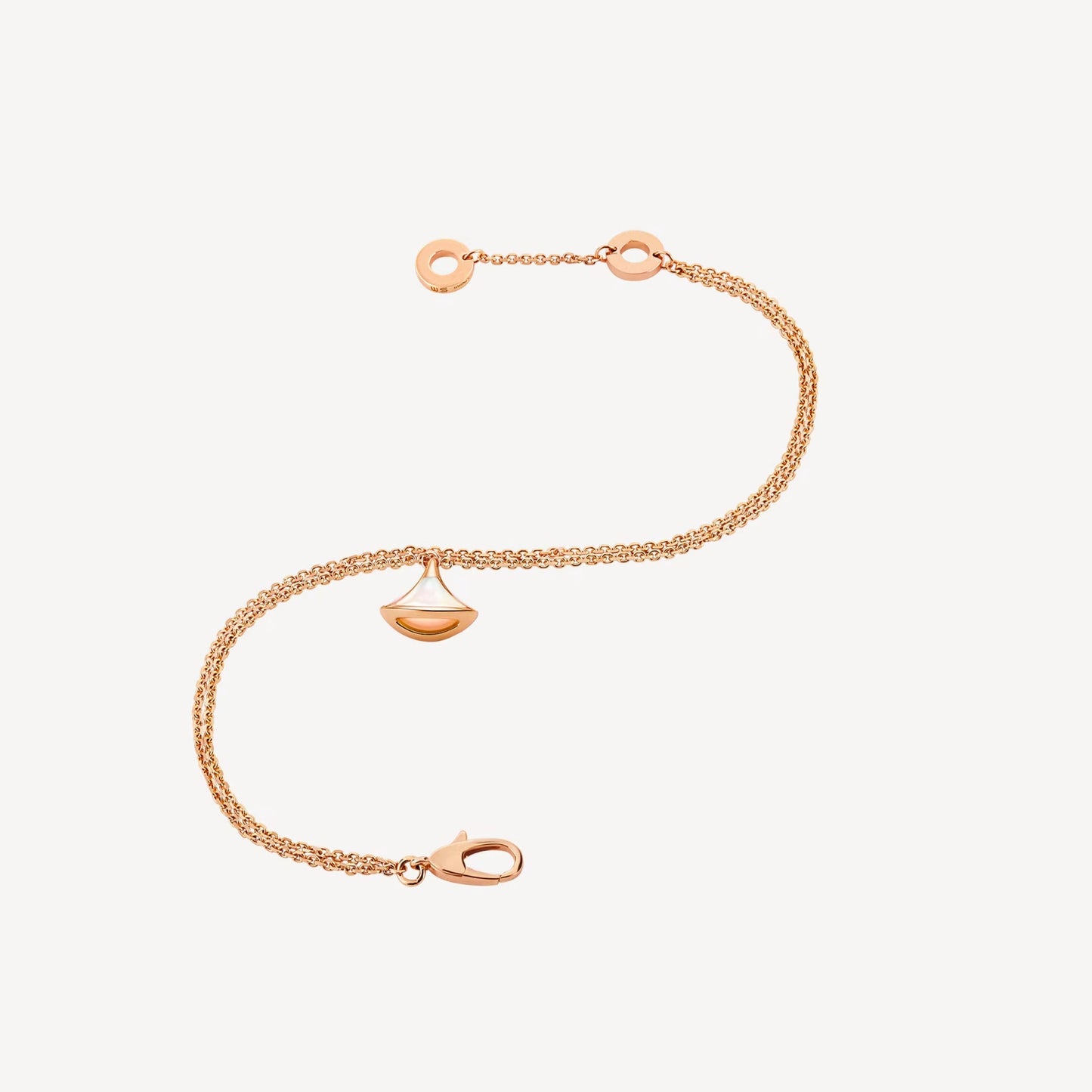 Divas' Dream Double Chain Bracelet 925 Sterling Silver, 18K Rose Gold Plated with Mother of Pearl