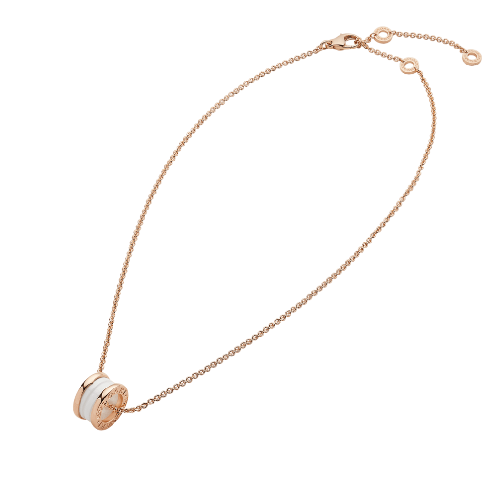 Mumtaz Jewellers B.zero1 necklace, 925 Silver, 18k Gold Plated, white ceramic pendant