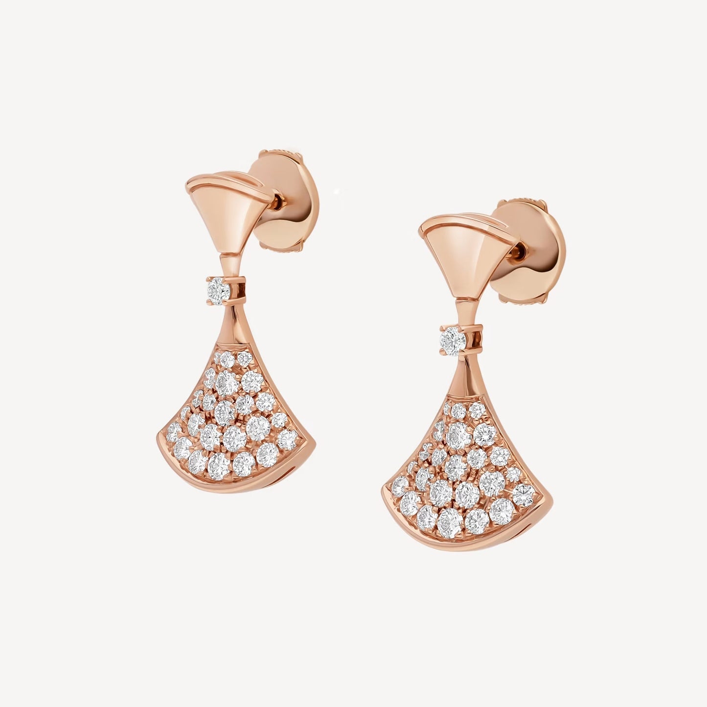 Divas' Dream Earrings - 925 Sterling Silver, 18K Rose Gold Plated with Paved Cubic Zirconia